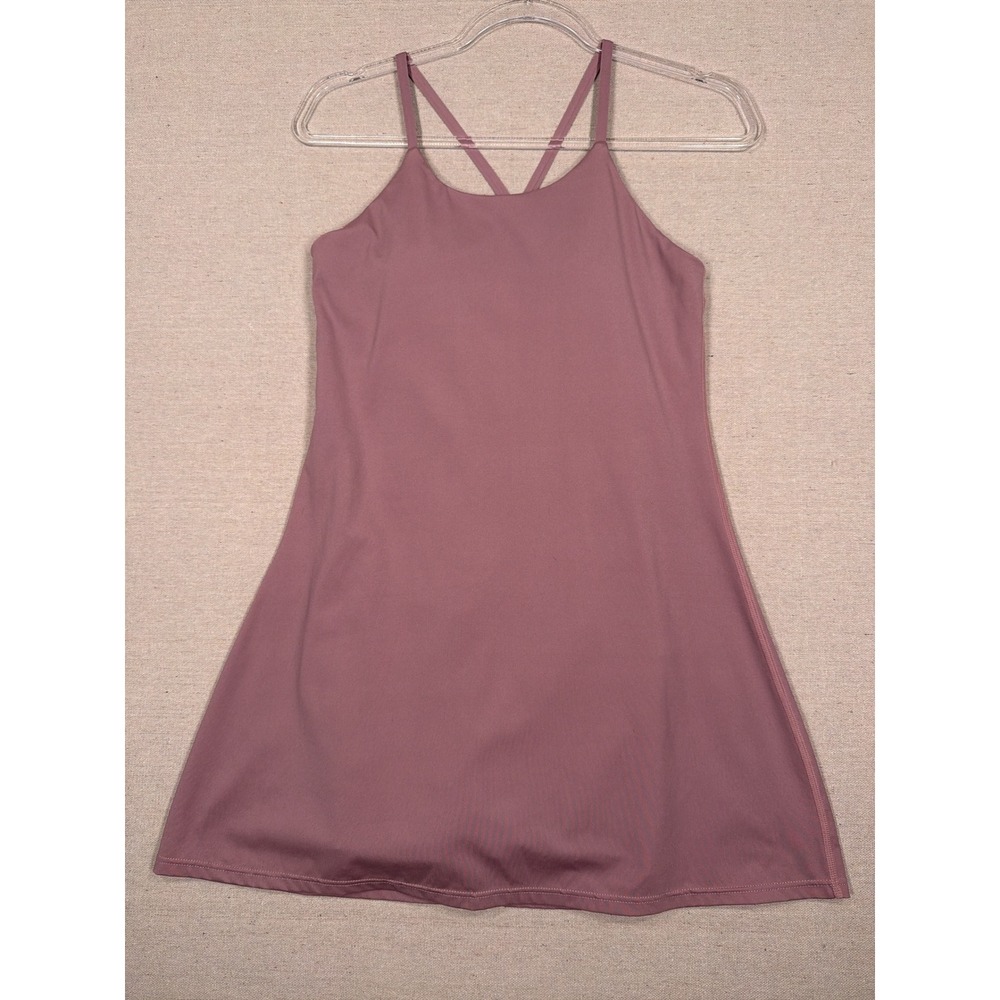 Mauve Pink Athletic Tennis Dress Built in Shorts Pockets Cross Back Adjustable